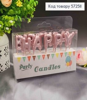 Свічки для торта, імітація кульок, "Happy Birthday" Рожеве золото, 13шт/уп., 3+4,5см 572511 фото
