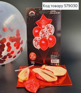 Набор шаров Красных, 1шт(фольгированая Звезда)+6шт(латексные) 579030 фото