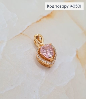 Кулон Сердечко з рожевим камнем та камінцями  Xuping 140501 фото
