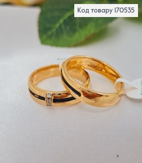 Перстень з камінцями  та чорною вставкою   18К  Xuping 170535 фото