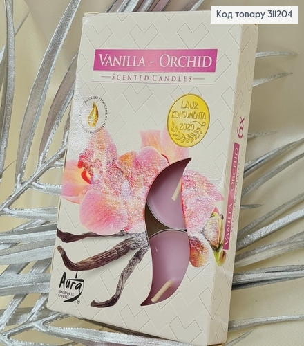 Аромасвічка таблетка BISPOL Ваніль орхідея  6 шт/ 4 годин, 15-184 330046 фото 1