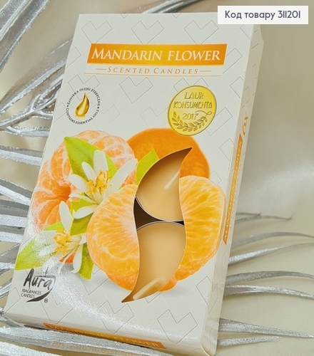 Аромасвічка таблетка BISPOL Квітка мандаринки  6 шт/ 4 годин, 15-203 311201 фото 1