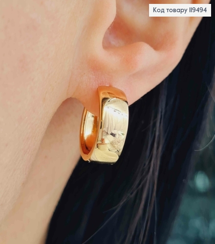 Сережки кільця Класичні, ширина 7мм,  діаметр 1,7см,  Xuping 18K 119494 фото 1