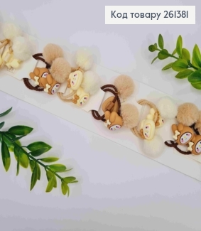 Набір резинок (20шт), "Sakura Sanrio" з Пухнастиком, Пастельні кольори, резинка 3,5см, sakura 2,8см 261381 фото