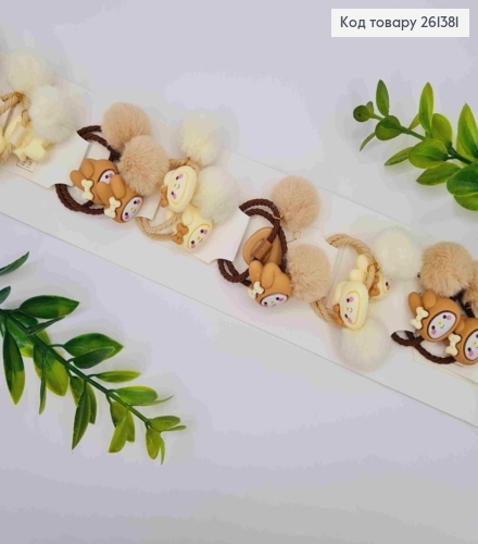 Набір резинок (20шт), "Sakura Sanrio" з Пухнастиком, Пастельні кольори, резинка 3,5см, sakura 2,8см 261381 фото 1