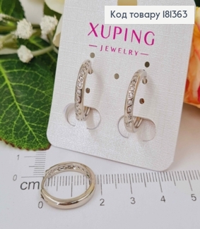 Серьги родованные, 1,7см кольца с косичкой с камешками, Xuping 181363 фото