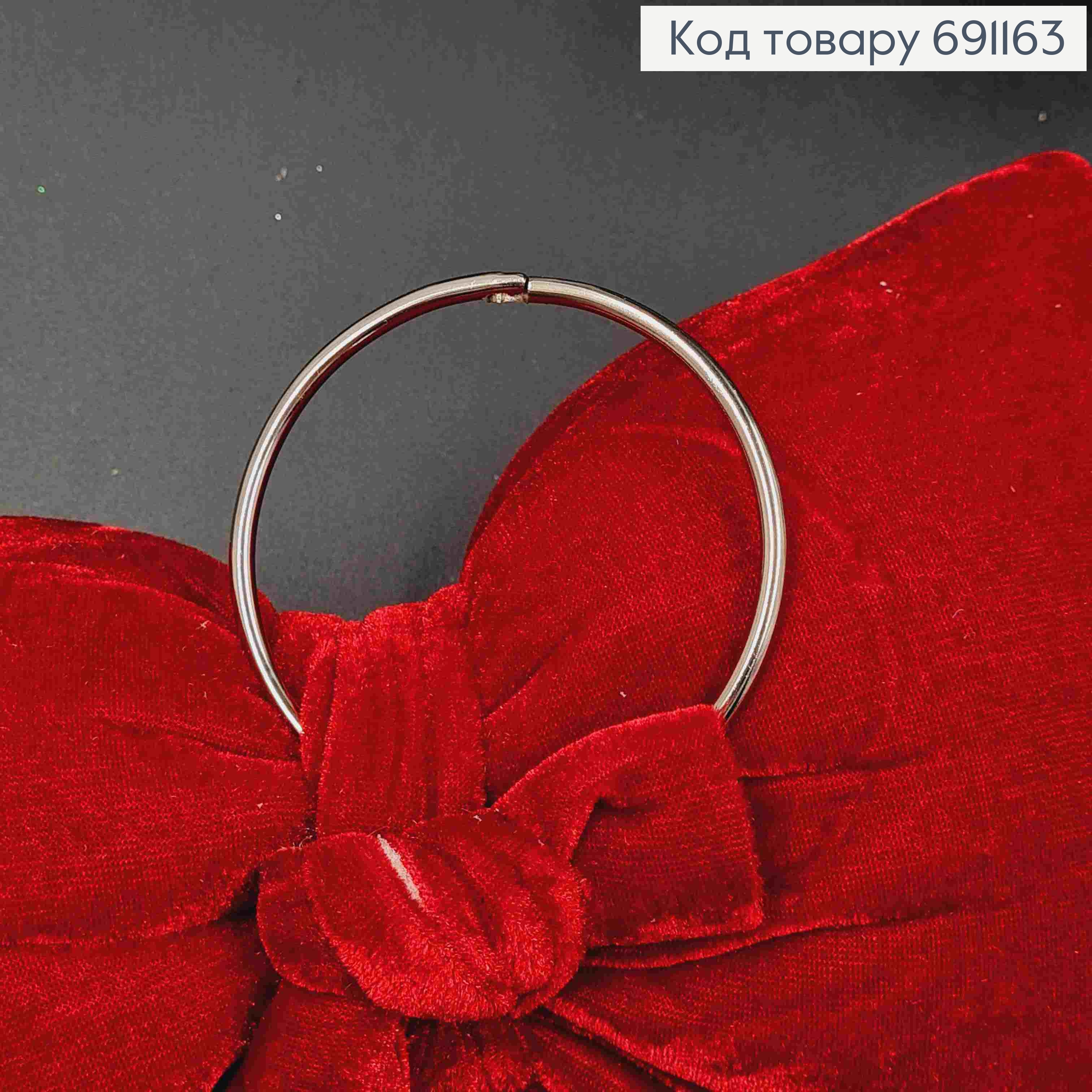 Бант Новогодний КРАСНЫЙ, бархатный на кольце, 21*26см, кольцо 7см 691163 фото 2