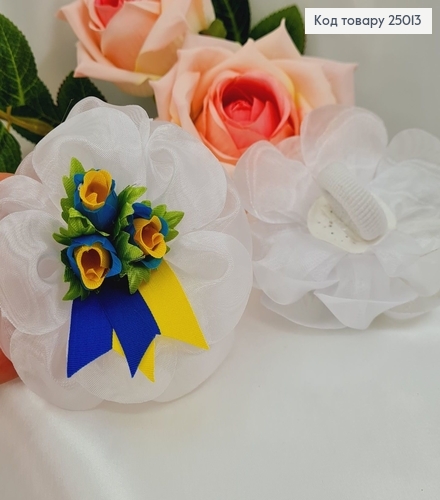 Резинка Бант з квітами та  укр.прапорцем,9см, Україна 25013 фото 1