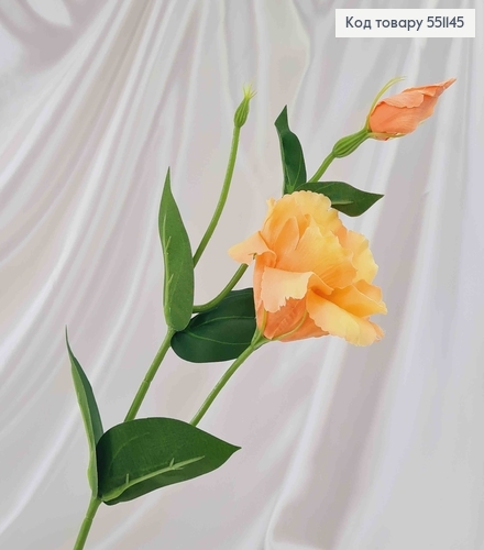 Штучна квітка, гілочка Еустоми, світло-помаранчевого кольору, на металевому стержні, 47см 551145 фото 1