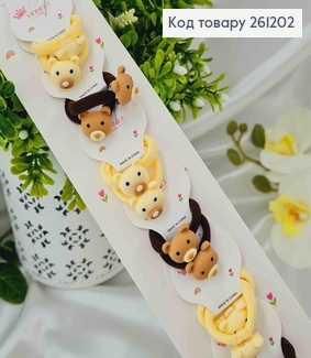 Набір дитячих резинок "Мордочки ведмедиків" в коричневих тонах, 20 шт/наб. 261202 фото