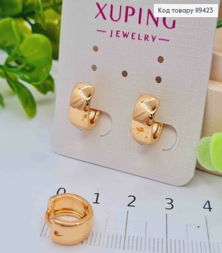 Сережки кільця, ширина 0,5см, діаметр 1,2см, Xuping 18К 119423 фото 1