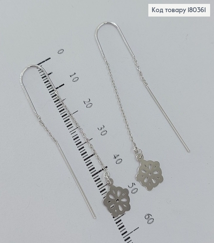 Сережки протяжки з квіточкою родоване медзолото Xuping 180361 фото 2