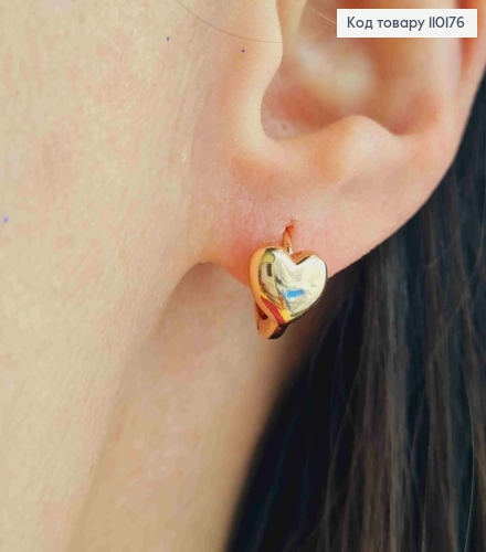 Сережки кільця "Серце" (0,7см), діаметр 1,1см, Xuping 18K 110176 фото 1