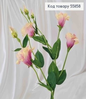 Искусственный цветок Эустомы, МОЛОЧНО-ФИОЛЕТОВАЯ, 4 цветка + 3 бутона, на металлическом стержне, 82см 551158 фото