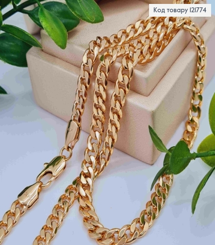 Цепочка ПАНЦИРНОЕ плетение, ширина 5мм, длина 60см, Xuping 18K 121774 фото 1
