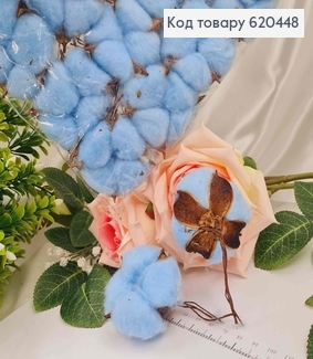 Квітка Бавовни, Блакитного кольору, на стержні,  5,5см 620448 фото