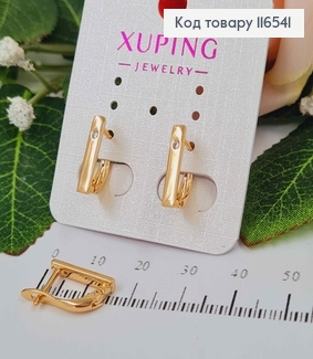 Сережки пластинки, з маленьким камінцем, 1,5см, англ. заст. Xuping 18K 116541 фото