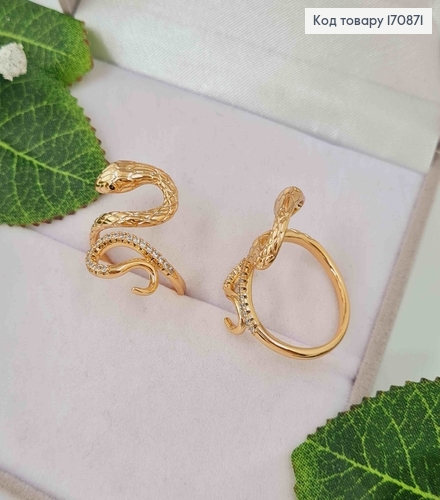 Перстень Змейка объемная в камнях, Xuping 18K 170871 фото 1