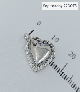 Кулон серце на бік з камінцями родіроване  Xuping   220075 фото