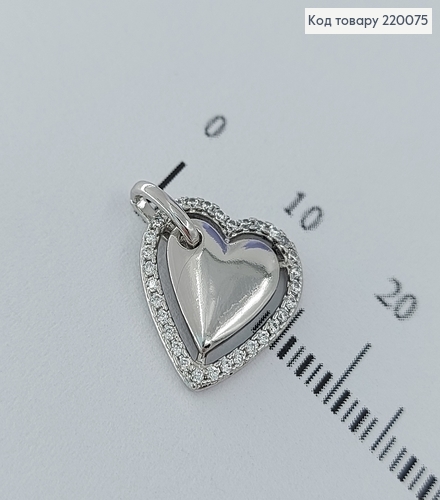Кулон серце на сторону в камнях родированое   Xuping 18K 220075 фото 1