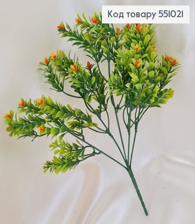 Искусственный цветок мирит оранжевый пластик из 5 веточек 31 см. 551021 фото