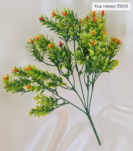Искусственный цветок мирит оранжевый пластик из 5 веточек 31 см. 551021 фото 1