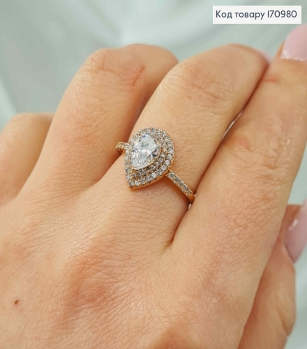 Перстень "Хюррем" з білим блискучим камінцем, Xuping 18K 170980 фото 3