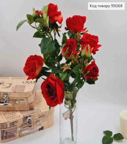 Композиція "Гілочка з ЧЕРВОНИМИ  трояндами" висотою 55см (дуже гарні, як  живі) 551268 фото 1