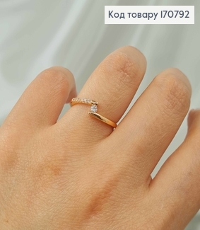 Перстень, "Дві дороги" з камінцем, Xuping 18K 170792 фото