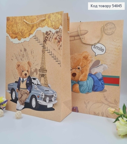 Пакет паперовий, "Ведмідь в Парижі", в асорт. 40*31*12см 541145 фото 2