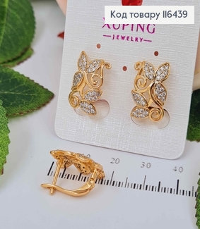 Сережки "Квітучі Ліани" в камінцях, 1,8см, англ. заст. Xuping 18K 116439 фото