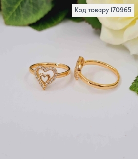 Перстень з Сердечком в камінцях, Xuping 18К 170965 фото