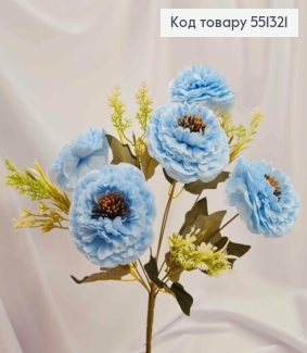 Штучна композиція Майори, колір БЛАКИТНИЙ, 5 квіточок , висота 40см 551321 фото