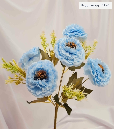 Искусственная композиция Майоры, цвет ГОЛУБОЙ, 5 цветочков, высота 40см 551321 фото 1