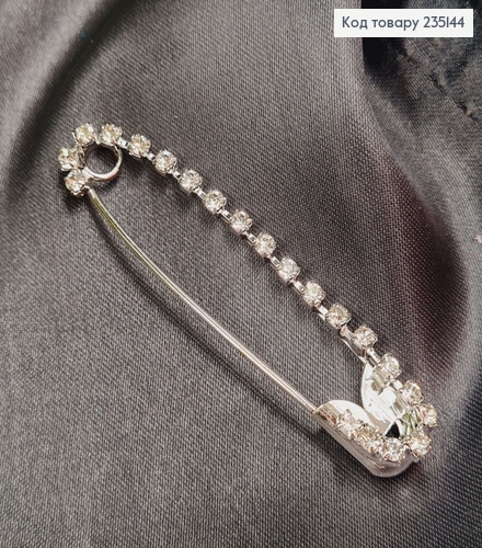Брошка Шпилька "Зорепад" з камінцями 5.5*1.2 см, срібний колір. 235144 фото 2