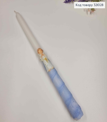 Свічка блакитна з Ангелочком, 30см, Польща 321028 фото 2