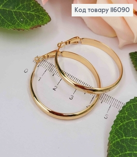 Серьги кольца, с тиснением на гранях, диам. 4см, Xuping 18K 116090 фото