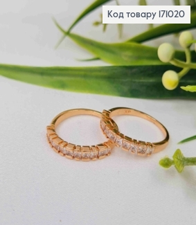 Перстень з Блискучими камінцями в один ряд, Xuping 18К 171020 фото