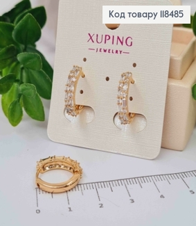 Сережки кільця з Блискучими камінцями, діаметр 1,7см, XUPING 18K 118485 фото