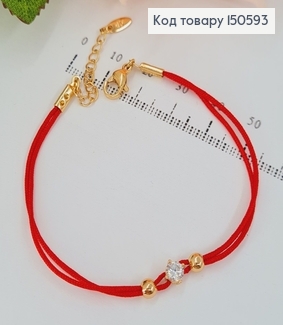 Браслет червона нитка 17+3 см з камінцями,Xuping 18K 150593 фото