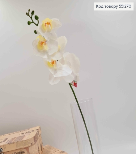 Штучна гілочка БІЛА орхідея на 5 квіточок , висотою 55см 551270 фото 2