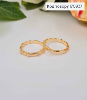 Перстень, тоненький комбінований, з трьома  камінчиками, Xuping 18K 170937 фото