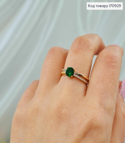 Кольцо, Сплетение, с Зеленым камнем, Xuping 18К 170929 фото 2