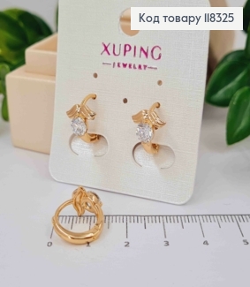 Сережки кільця з Камінцем під Крилами, діаметр 1,3см, XUPING 18K 118325 фото