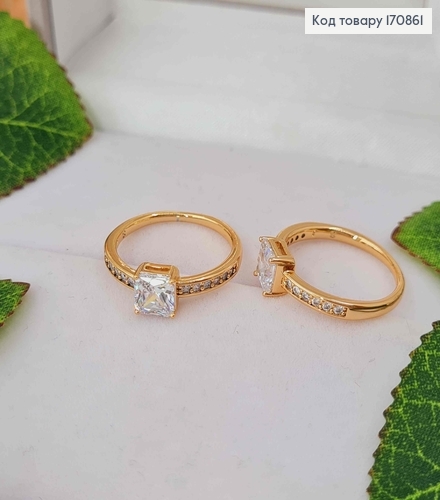 Перстень, "Ізабелла" з квадратним камінцем, Xuping 18K 170861 фото 1