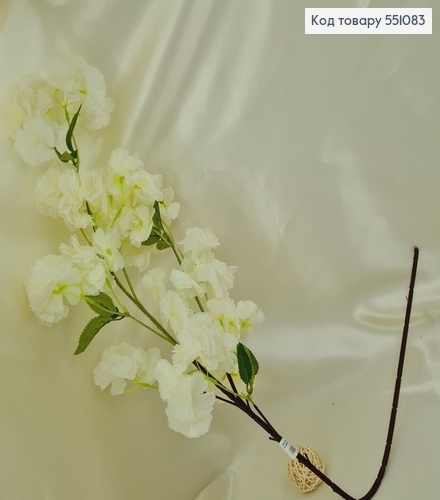 Искусственный цветок сакуры белой на металлическом стержне 95см. 551083 фото 1