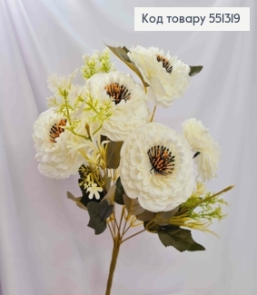 Искусственная композиция Майоры, цвет Айворы, 5 цветочков, высота 40см 551319 фото