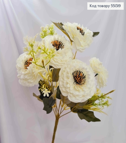 Искусственная композиция Майоры, цвет Айворы, 5 цветочков, высота 40см 551319 фото 1