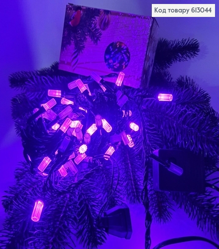 Гірлянда лампочка- циліндр  чорний дріт  9 м 100 LED фіолетова 613044 фото 2