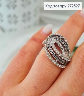 Перстень срібного кольору з камінцями "ПЕРЕПЛЕТЕНІ"  16 розмір 272527 фото